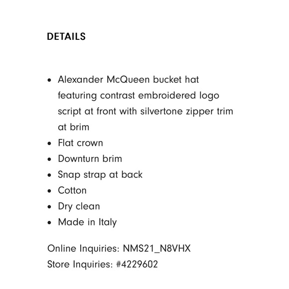 Alexander McQueen Men's Logo Script Zip Brim Bucket Hat - Picture 5 of 6